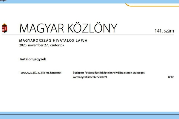 Kormányhatározat Budapest fizetésképtelenné válása esetére