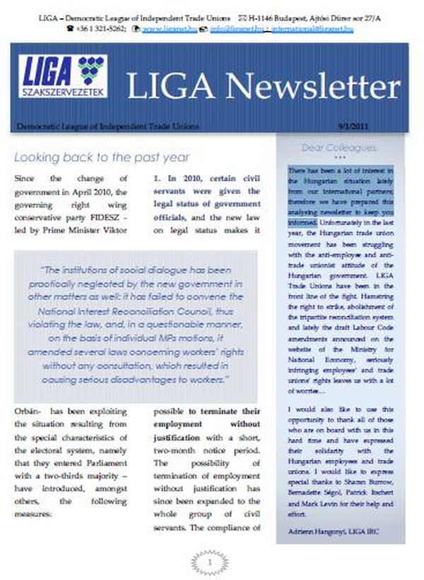 LIGA Newsletter - September 2011