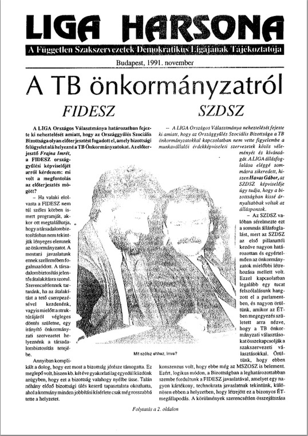 LIGA Harsona 1991. november