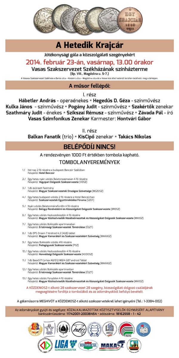 A Hetedik Krajcár - Jótékonysági gála a közszolgálati szegényekért