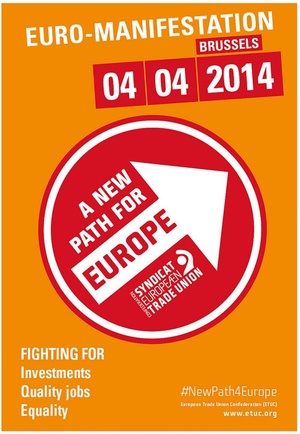 Európai szakszervezeti demonstráció Brüsszelben az egyenlőségért, a minőségi munkáért és a befektetésekért