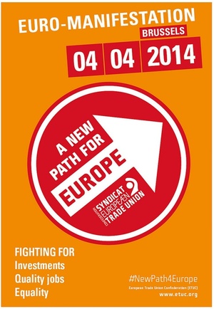 Európai szakszervezeti demonstráció Brüsszelben az egyenlőségért, a minőségi munkáért és a befektetésekért